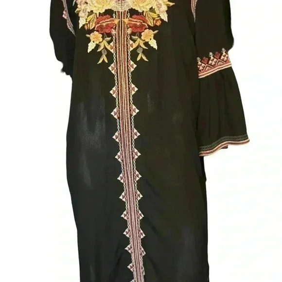 Johnny Was Hailee Floral Print V-Neck 3/4 Bell Sleeve Ruffle Hem  Dress Size L. - Picture 3 of 12